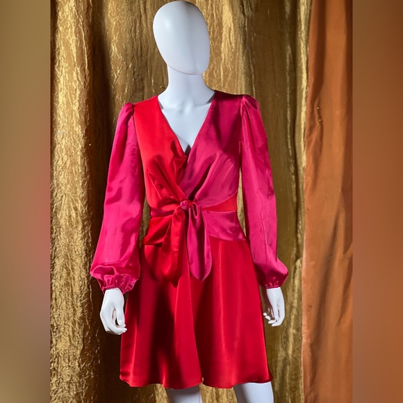 milly stella satin dress Milly Women's Stella Satin Mini Dress | Pink/Real Red